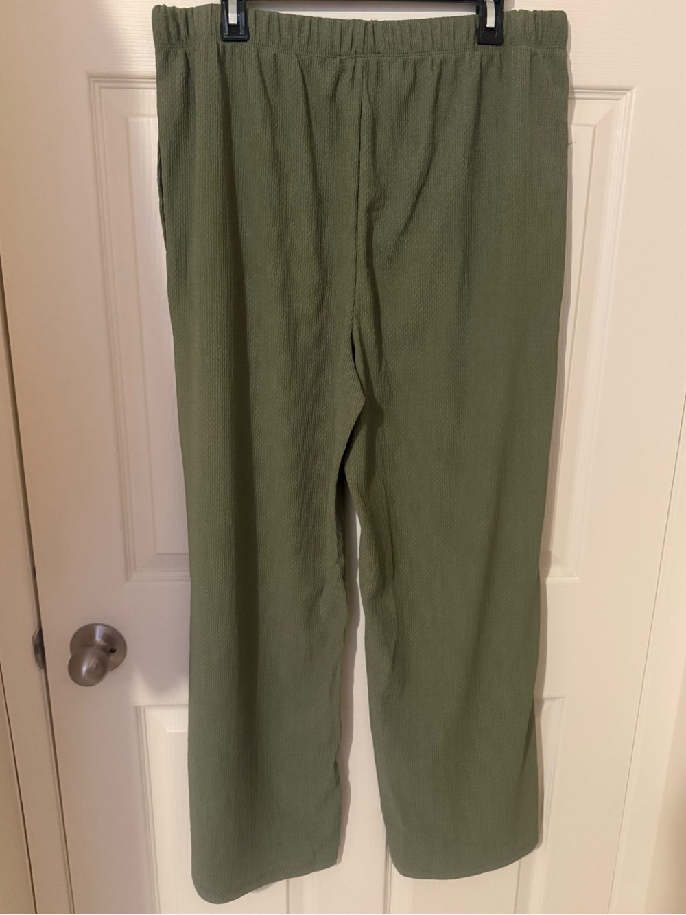 Basic Editions Olive Textured Pull-On Pants - Picture 2 of 6